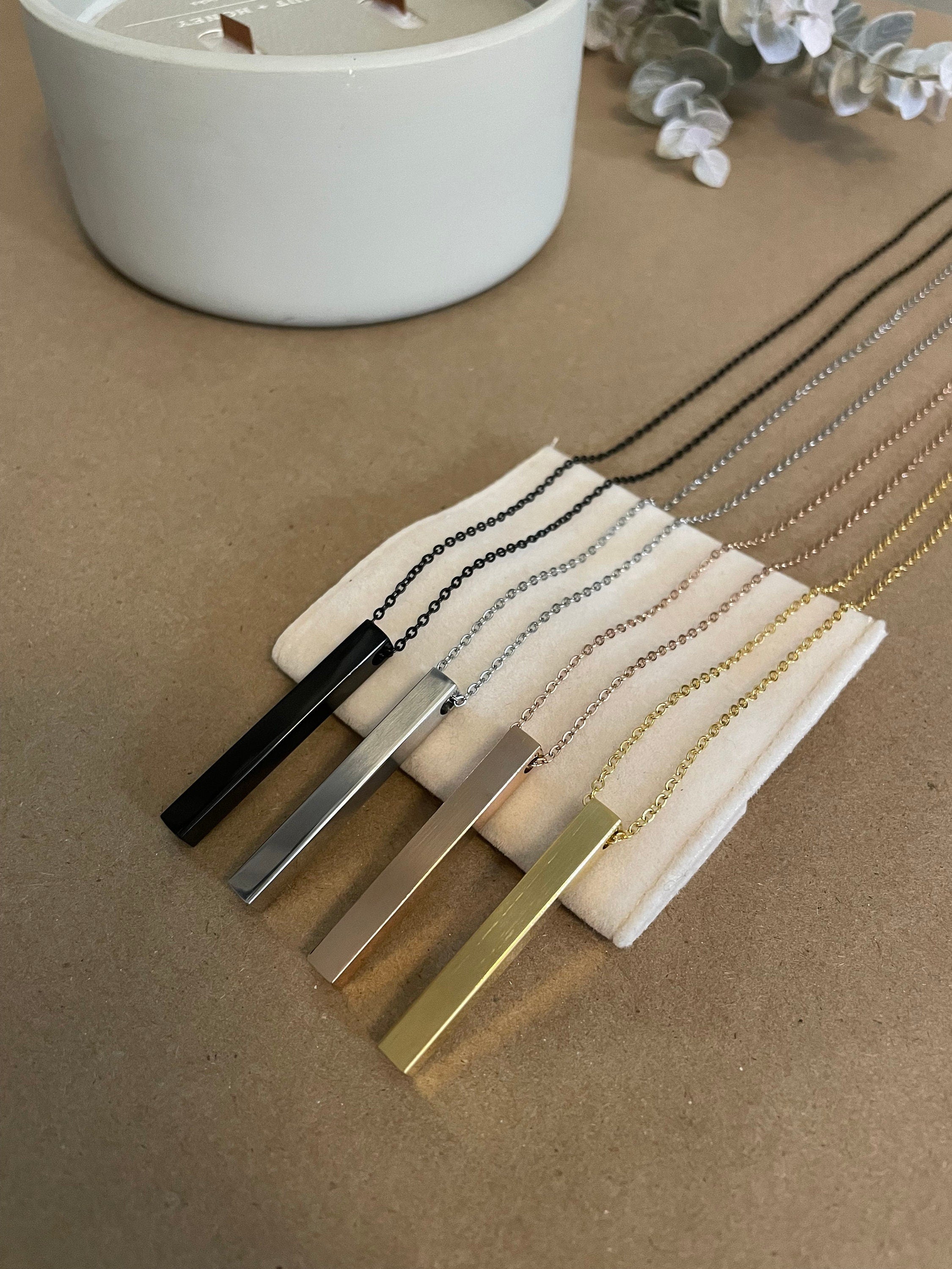 Bar Necklace: Slim Pendant, Minimalist Jewelry