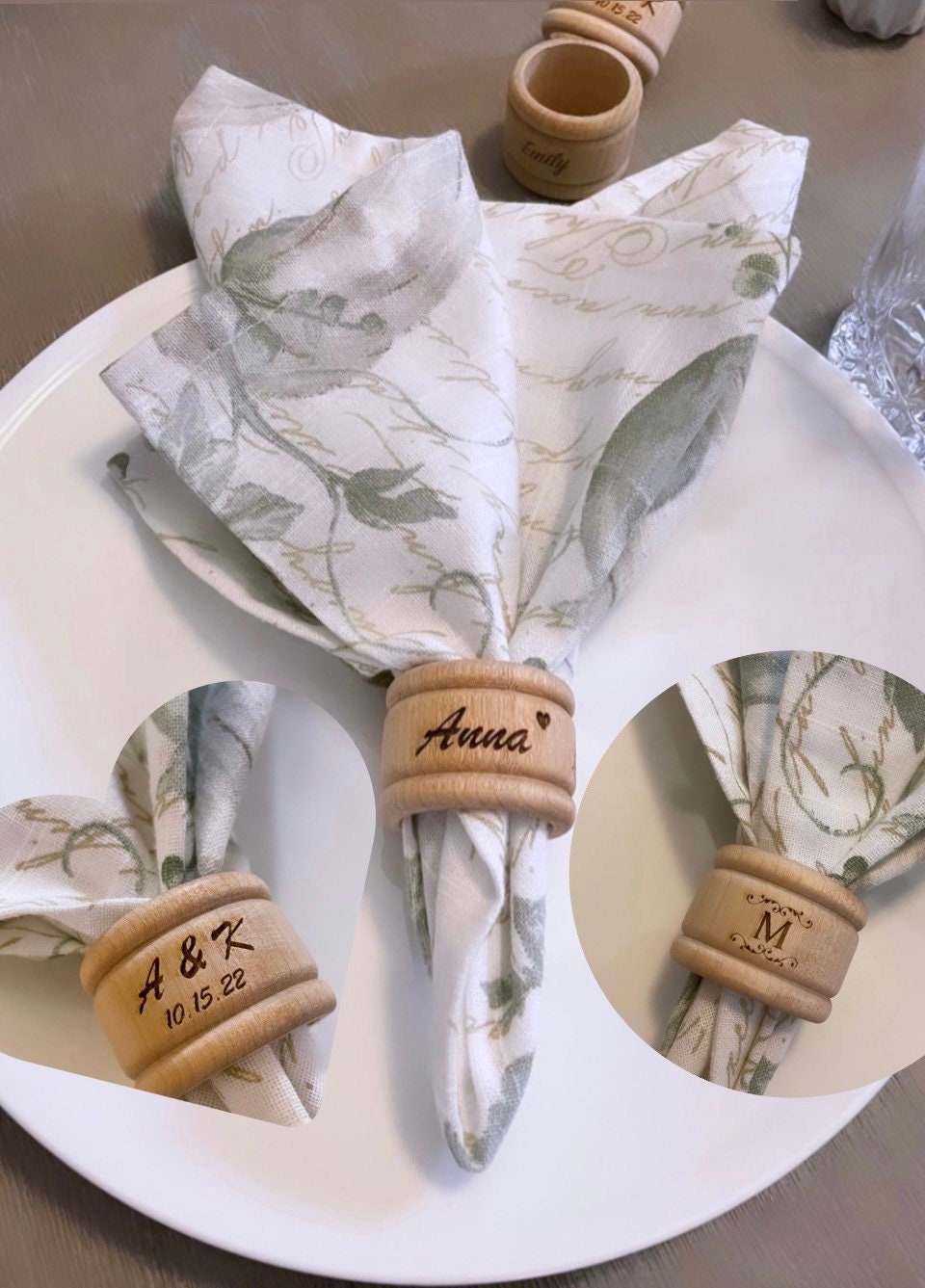 Engraved Wooden Napkin Ring